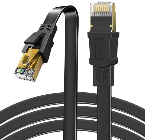 GLCON Ethernet Cable 10m, Cat 8 High Speed Ethernet Cable Lan 40Gbps 2000Mhz, Flat RJ45 Internet Cable Network Cable for Gaming/8K Streaming