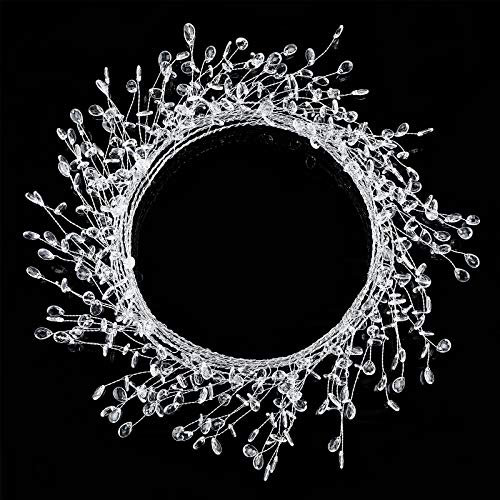 WILLBOND 16 Feet Steel Wire Acrylic Crystal Bead Christmas Tree Bead Garland for Wedding, Birthday Party Decoration, Handicraft DIY Decoration