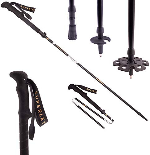 SUPERLETIC Nordic FX - Bâtons de Marche Nordique Professionnels, pour Femme et Homme, poignées ergonomiques en liège, système clic
