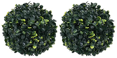 vidaXL 2X Buchsbaumkugel Künstlich Dekopflanze Buchskugel Kunstpflanze Buchsbaumkugeln Kunstbaum Zimmerpflanze Grünpflanze Deko 22cm