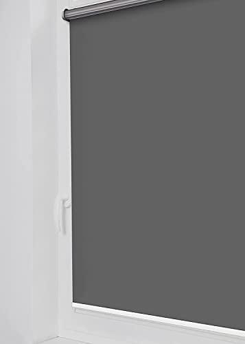 Tom'Shop Tom'Shop® Verdunkelungsrollo Klemmfix ohne Bohren(Graphit 45cm x 220cm) Seitenzugrollo Thermorollo Klemmrollo mit Klemmträger Fensterrollo Super Blackout Rollo