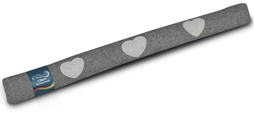 Beautissu Zugluftstopper Windstopper als Türvorleger Haustür Rolle | 120cm lang 1,2 kg Anthrazit Herzen Kälteschutz Luftstopper Luftzugstopper Zugluft Stopper Türdichtung Tür Tuuli