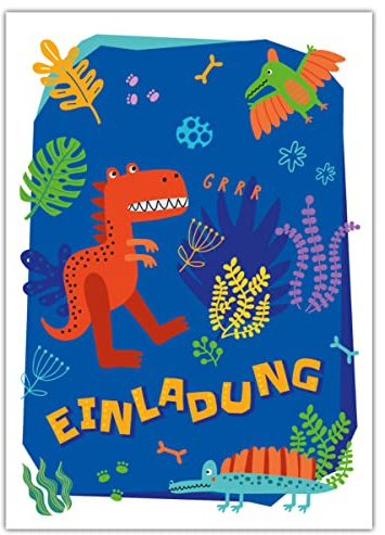 Junapack 12 Einladungskarten zum Kindergeburtstag Jungen Dinosaurier Dino Geburtstagseinladungen