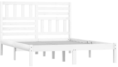 vidaXL Estructura de Cama Somier Dormitorio Matrimonial Habitación Muebles Mobiliario Cuarto Descanso Madera Maciza Pino Blanca 120x190 cm