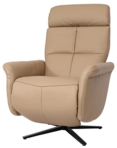 Mendler Relaxsessel HWC-L10 Voll-Leder - Taupe | Design Fernsehsessel, TV-Sessel, Liegesessel, Liegefunktion, drehbar