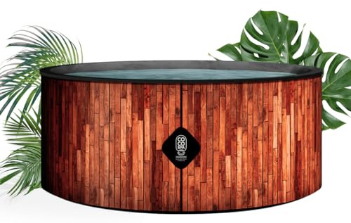 COCO SPA EXOTIK Spa Inflable | 180 cm de diámetro | 1100 litros | Motor 2240 W | Hasta 6 personas | Masaje 140 chorros | Imitación madera natural