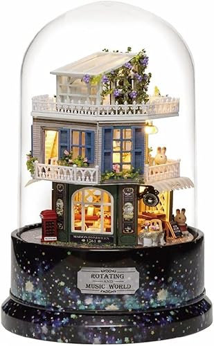 Maquette Maison pour Adulte à Construire, DIY Maison De Poupée Miniature Bois en Kit Livré avec Housse anti-Poussière et Éclairage LED Cadeaux Créatifs Éducatifs Purement Faits à La Main B