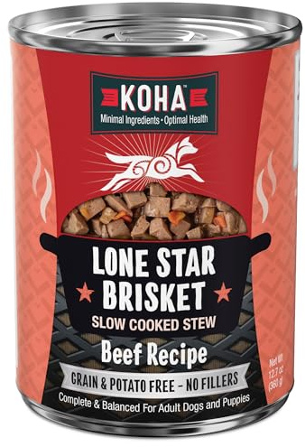 KOHA Lone Star Brisket Stew for Dogs with Beef, High Protein Wet Dog Food, 12.7oz Cans (Case of 12)