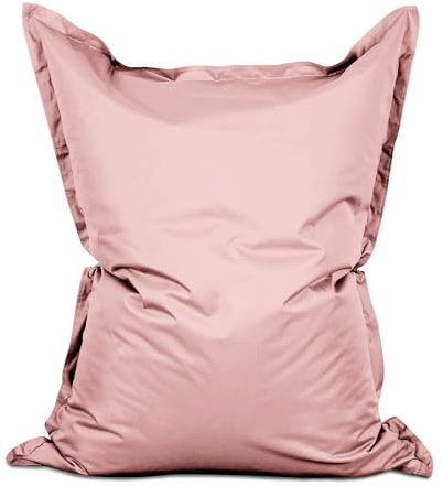 Lumaland Pouf géant XXL 140 x 180 cm | Coussin de couchage imperméable pour l'intérieur et l'extérieur avec plus de 3 millions de perles EPS adaptatives | Bean Bag avec housse lavable [Rose pastel]