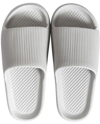 Cliont Badelatschen Herren Damen Schlappen Wolke rutschfeste Hausschuhe Sommer Badeschlappen Indoor Grau 43/44 EU