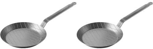 ZWILLING FORGÉ Lot de 2 Poêles en Fer, Fond Épais avec Structure en Losange, pour Griller ou Saisir à Feu Vif, Ø24 & 28 cm, Argent