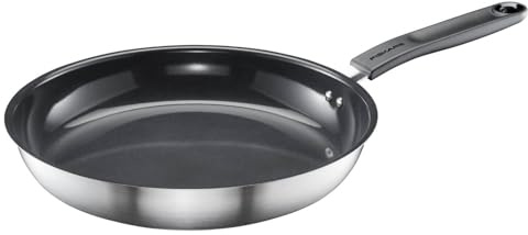 Fiskars Bratpfanne, Ø 28 cm, Beschichtete Pfanne | Für alle Kochfelder geeignet, Recycelter Edelstahl, Functional Form, Silber/Schwarz, 1072312