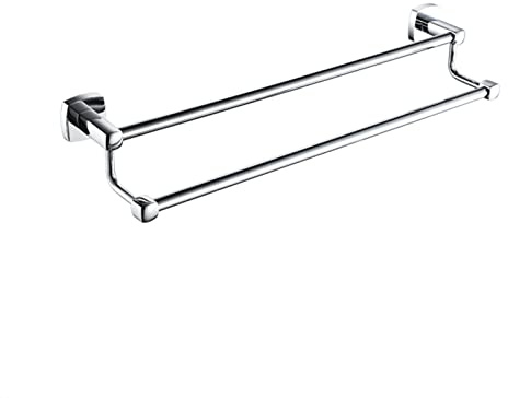 Große Handtuchstange, 80–100 Cm, Handtuchhalter Aus Edelstahl Mit Zwei Stangen, Handtuchhalter Zur Wandmontage Für Badezimmer Und Küche, Chrom-Silber-Beschichtung/80Cm
