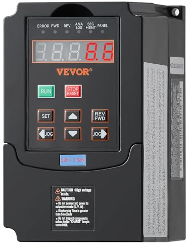 VEVOR Variateur de fréquence, 1,5 kW, entraînement à fréquence variable, 7,5 A, entrée monophasée ou triphasée 40-60 Hz vers sortie triphasée 0-400 Hz VFD pour moteur de broche CNC contrôle de vitesse