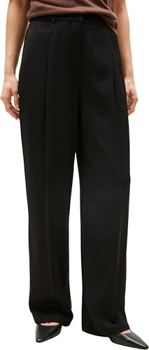 Tommy Hilfiger Pantalón de Tela Mujer Twill Straight Pants Relaxed Fit, Negro (Black), 42