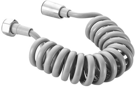 TYMYW Teleskopischer Duschschlauch Flexschlauch 1/2 Zoll Außengewinde Badezimmer-Federschlauch, Edelstahl-Spiralschlauch, Geeignet für Wc-Bidet-Wasserhahn,Grau,5 M