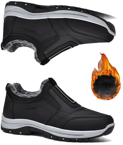 Aocase Chaussure sans Lacets Homme Chaussures De RandonnéE Chaussures De Marche LéGèRes Chaussures Confort Classique Chaussure Marche Hiver Chaud Chaussures De Sport AntidéRapantes,Noir,43/265mm