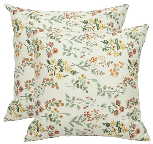 Betadistor Cushion Covers 45 x 45 cm Green Grass Decorative Throw Pillow Covers Pillowcases for Sofa Garden Outdoor Home Decor Set of 2, Little Grass, 521-0457