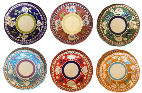 La Maison Unique: Lot de 12 assiettes en céramique de Vietri Decoro Animaletti 6 étages + 6 fonds design côte amalfitaine Made in Italy 2812241100