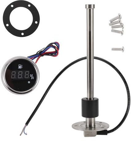 Motoforti Sensor de Nivel de Combustible con Medidor de Combustible para Barco Unidad de Combustible Marina 216mm Metal Tono Plateado Negro 1 Set 0-190 Ohm