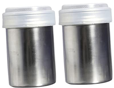 DECHOUS 2pc Dusting Can Stainless Steel Bottle for Cocoa Powder Seasoning Jar for Baking and Kitchen Use