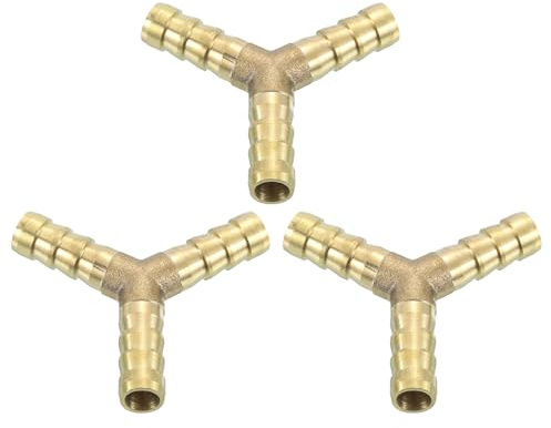 QUARKZMAN 8mm Schlauchverbinder Messing Doppelnippel Kupplung, 3 Stück Schlauchverbinder Benzinschlauch Schlaucharmaturen Gartenschlauch zum Verbinden von Wasserschläuchen