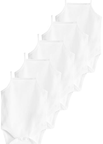 NEXT Nyfödda unisex 5-pack babybodys med smala axelband Vit 92-98