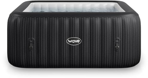 Wave Pacific - Bañera de hidromasaje inflable para 4 personas, calentador ecológico integrado, sistema de masaje Aquajet 110, protección anticongelante, configuración rápida en 15 minutos, ratán