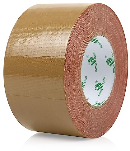 BOMEI PACK Cinta Americana 75mm x 50 m - Cinta Adhesiva Marrón - Cinta Fuerte de Tela Reforzada con Tejido - Para Interiores y Exteriores (Marrón 75mm)