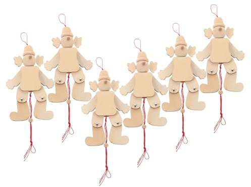 Yardwe 6stücke Teiliges DIY Holz Marionetten Mit Ziehschnur Unfertige Clown Puppen Aus Nachhaltigem Holz Interaktives Bauspielzeug Für Junge Mädchen Kreativität Und Hand-Auge-koordination