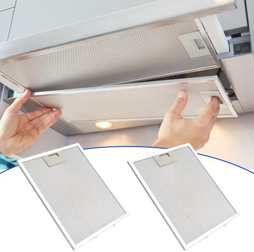 2 filtri di ricambio per cappa aspirante, filtro universale in metallo con 5 strati di alluminio, 267 × 305 × 9 mm, lavabile, riutilizzabile, filtro antigrasso metallico per cappa aspirante
