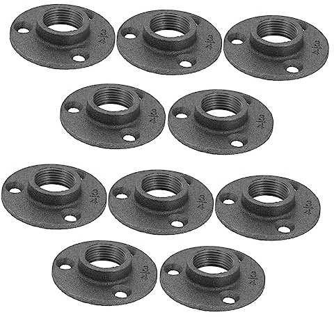 TOBBOMEY 10pezzi Piastre Flangiate in Ghisa Malleabile Base Fissa Raccordi in Ferro Decorativi Per Scaffalature Da Mobili