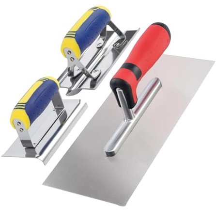 Fonowx 3 Pezzi Frattone per Finitura Kit Completo Da Cemento con Spatola Liscia Bordatore E Scanalatore Manici Ergonomici Adatto a Ristrutturazioni Domestic
