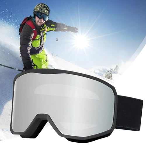 tekkapoi Adult Ski & Snowboard Goggles – OTG Over-Glasses Design, Dual-Lens Fog-Resistant UV400 Protection, Helmet-Friendly Snow Goggles with Removable Lens Clip & Triple-Layer Cushioning