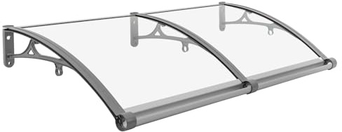 POTYYH Vordach für Haustür 120x60cm - Transparentes Überdachung Fenstervordach aus Aluminium, UV-, Regen- und Schneeschutz, Pultvordach für Balkone, Höfe, Terrassen, Veranden, Gärten