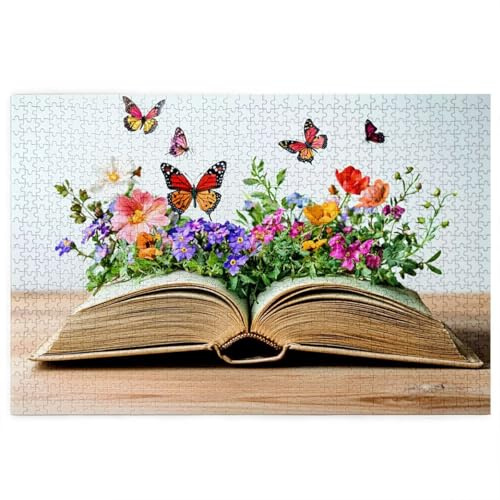 Puzzle 1500 Teile Erwachsene, Zauberbuch Puzzle mit Geschenkbox, Holzpuzzle Erwachsene, Herausforderndes Rätsel 87x57cm, Holzpuzzle für Weihnachtsdeko, Deko Wohnzimmer, Thema: Schmetterling E-46