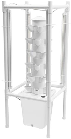 Zalydala Hydroponic System | Hydroponisches Grow-Kit | 6-stöckiger Pflanzturm | 30 Pflanzpunkte | LED-Beleuchtung | Automatische Bewässerung | Für Kräuter & Gemüse | Inkl. Pumpe & Adapter