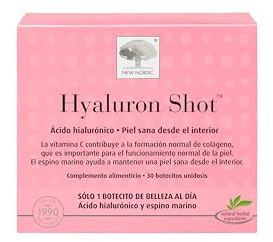New Nordic | Hyaluron Shot | Complemento Alimenticio Líquido | Ácido Hialurónico | Espino Marino | Vitamina C | 30 Botecitos Unidosis | Para el Cuidado de la Piel