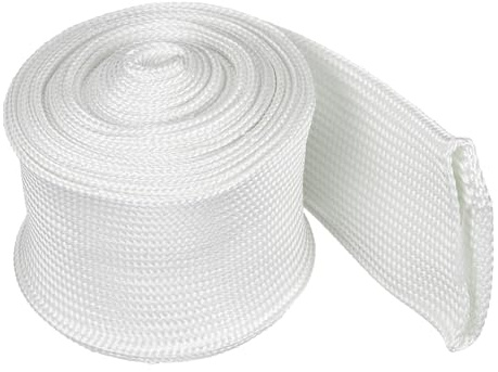 QUARKZMAN Guaina Intrecciata 2 Metri X 50mm Guaina In Fibre Di Vetro Ad Alta Temperatura Per Cavi Automobilistici Ufficio Casa Gestione Cavi Protezione Cavi Video Colore Bianco