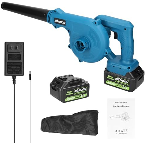Xtahdge Souffleur multifonction avec aspiration et moteur haute puissance avec batterie pour le nettoyage de la maison et de la voiture (prise américaine, 2 piles)