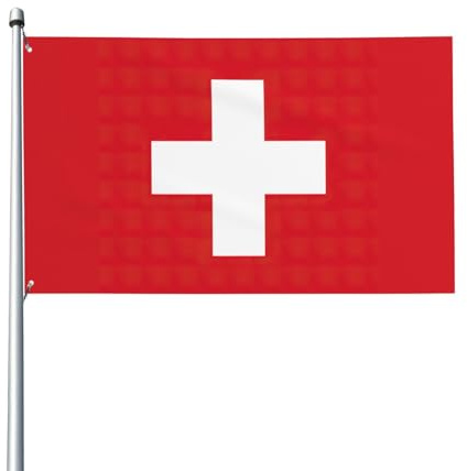 Drapeau imprimé drapeau suisse 1,5 x 0,9 m, drapeau décoratif unilatéral pour la journée nationale de la culture en plein air