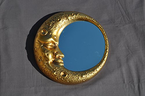 Ideacasa Spiegel Mond Goldener Spiegel Barock Fake Vintage 32 cm Durchmesser