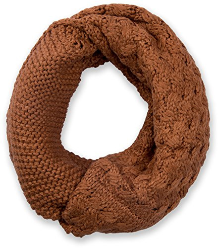 styleBREAKER Unisex stickad slinga halsduk med mönstermix, enfärgad finstickad tubhalsduk, vinter stickad halsduk 01018153, konjak, One size