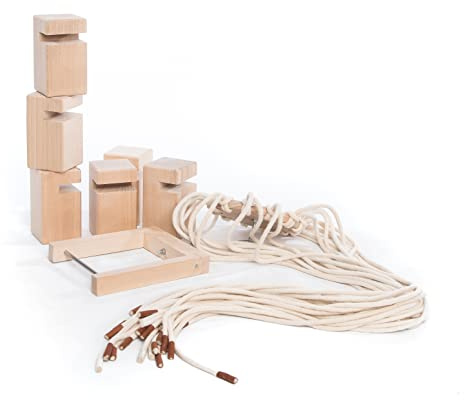 waelderspielzeug La Tour Froebel pour Tout-Petits - Jeu d'équipe pour Les Enfants de 4 à 7 Ans - L'original en Bois de hêtre Local - avec Sac de Transport - Multicolore ou Naturel