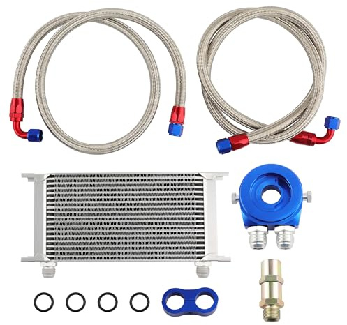 maXpeedingrods Ölkühler 19 Reihen AN10 Anschluss Set Universal | Ölkühler 19 Reihen Universal Zusatz Kühlung Extern Oil Cooler