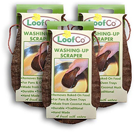 LoofCo AZLWUSx3 Washing-Up Scraper SET OF 3 Washing-Up Scraper SET OF 3 single x 3 Coconut Husk