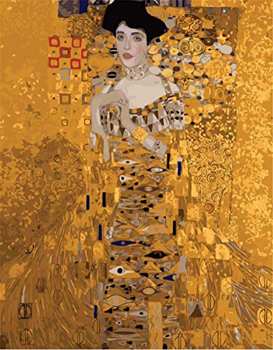Awesocrafts Malen nach Zahlen-Set, Portrait von Adele Bloch Bauer von Gustav Klimt, Zahlengemälde für Erwachsene und Kinder, 40 x 50 cm, (Adele, Gerahmt)