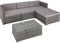 tectake Polyrattan Lounge inkl. Sitzkissen, Rückenkissen und Glastisch, Balkon Möbel, Lounge Gartenmöbel Set für die Terrasse, den Balkon oder den Garten - grau