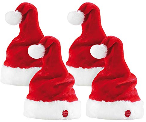 infactory Singende Weihnachtsmütze: 4er-Set Singende und tanzende Nikolausmützen (Tanzende Weihnachtsmänner, Nicolaus Mütze, Weihnachten)