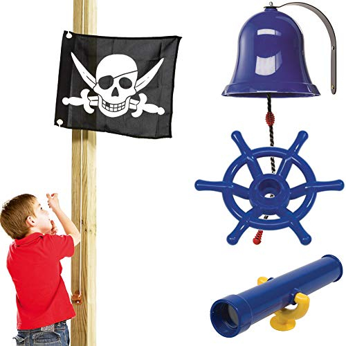 Spielturmking Zubehörset Prinzessin/Pirat Spielturmzubehör Fahne Lenkrad Glocke Fernrohr (Pirat)
